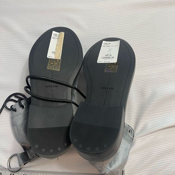 Dolce Vita Womens Lace Up Bardot Combat Boots Charcoal Velvet Size 8 - Picture 8 of 9